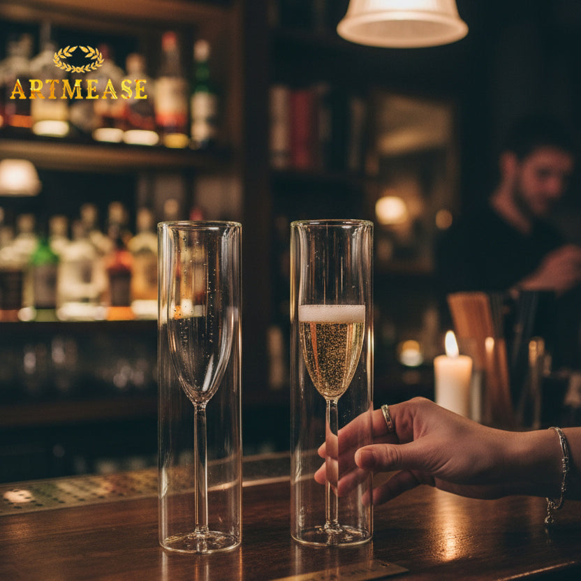 Wine Flute Glass Set of 2 - Premium Crystal Clear Champagne Glasses