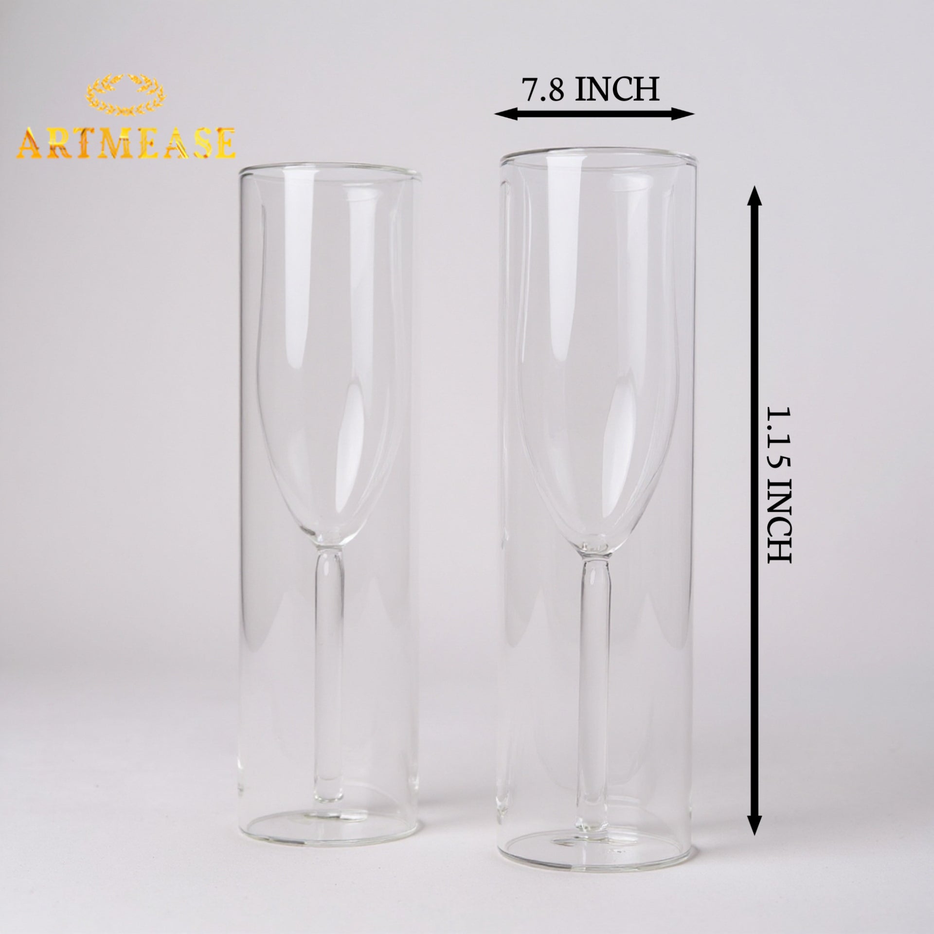 Wine Flute Glass Set of 2 - Premium Crystal Clear Champagne Glasses