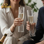 Wine Flute Glass Set of 2 - Premium Crystal Clear Champagne Glasses