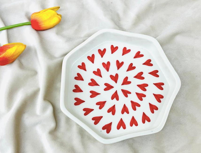 Hexagonal Heart Snacks Plate