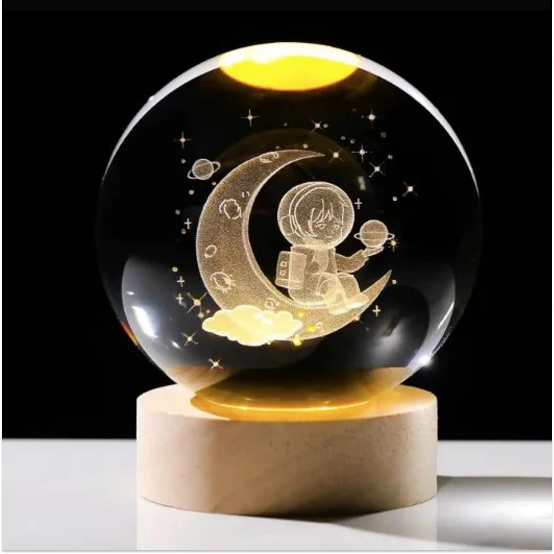 Artmease Astronaut Moon Crystal Night Light