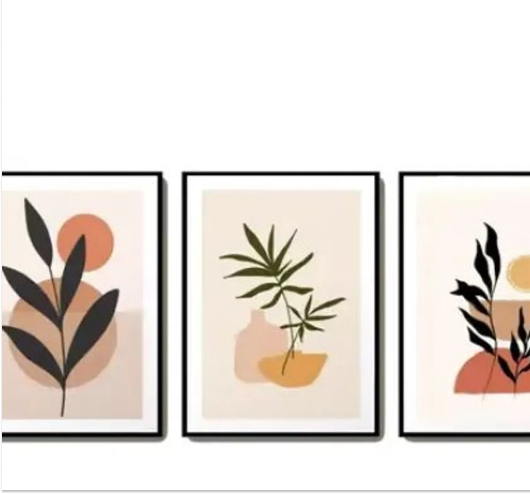 Abstract Floral Photo Frame Set Of 3