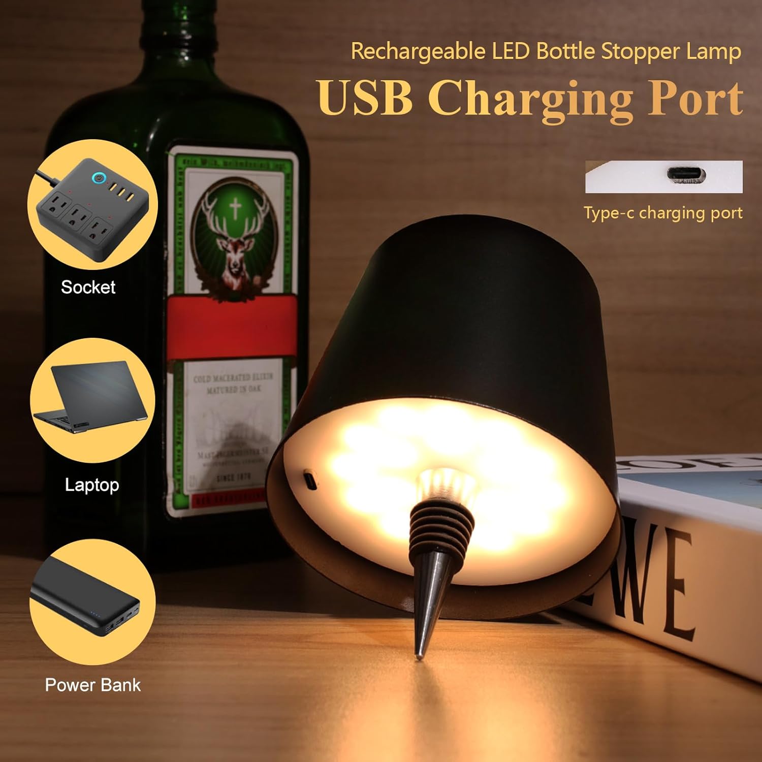 Rechargeable Wine Bottle Lamp - Touch Control LED Table Light"