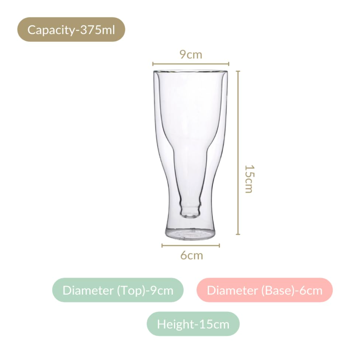 Inverted Bottle Double Wall Beer Glass set of 2