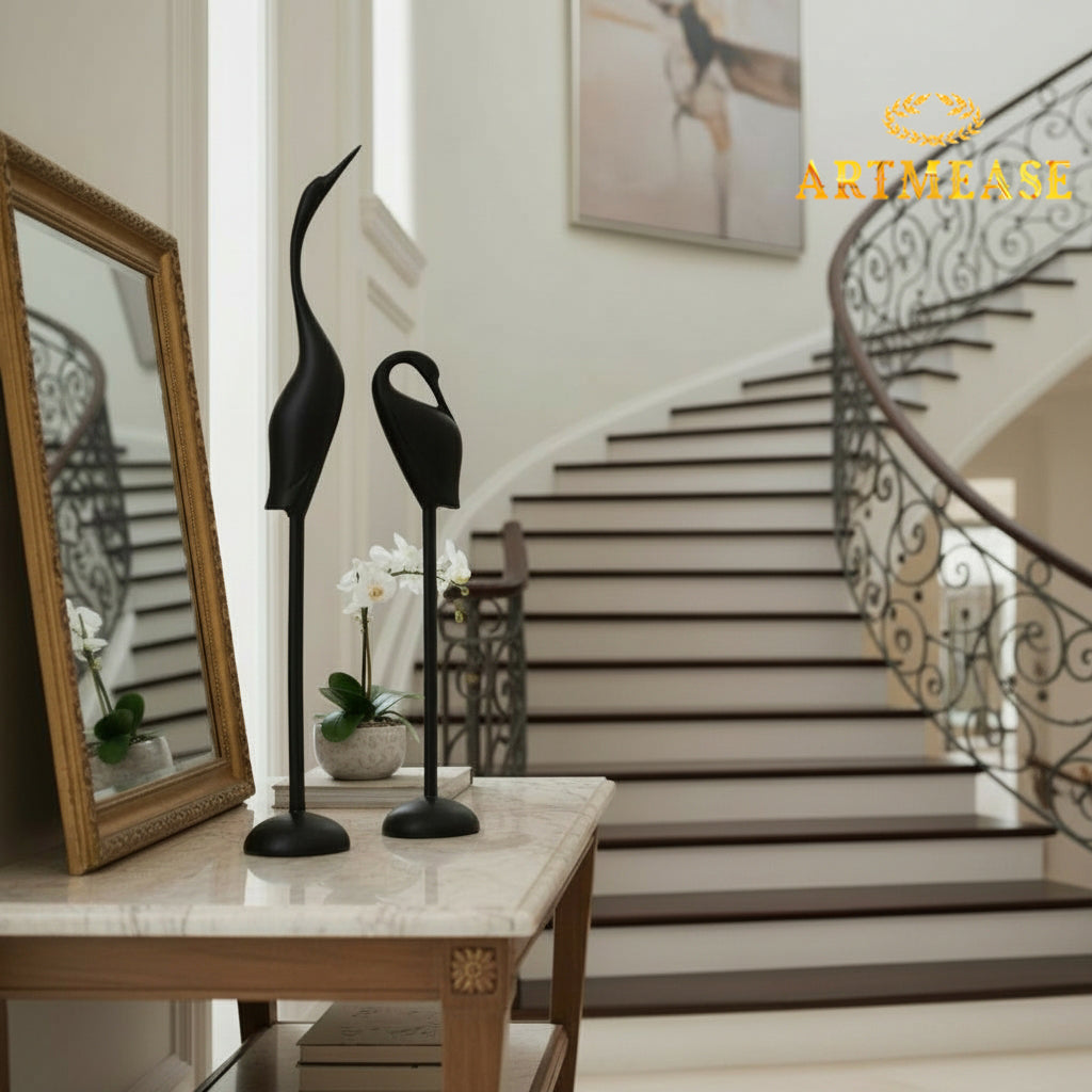 Sleek Crane Resin Showpiece Set of 2