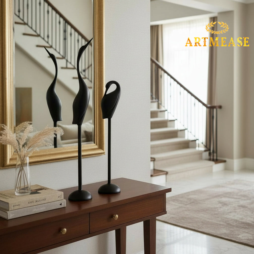 Sleek Crane Resin Showpiece Set of 2