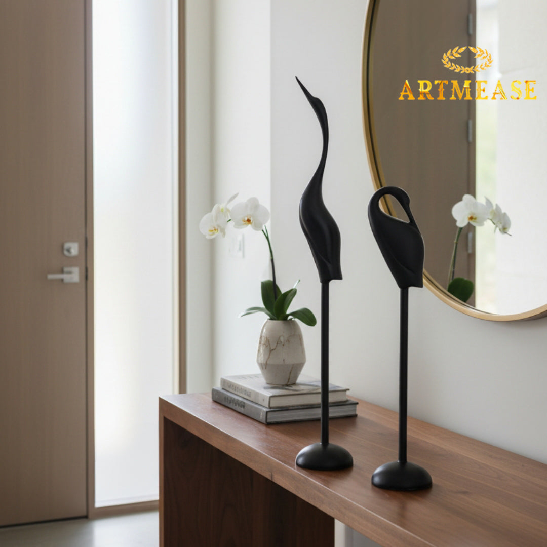 Sleek Crane Resin Showpiece Set of 2
