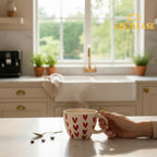 Ceramic Heart Print Tea/Coffee Mug & Saucer Set | Microwave Safe | Gift