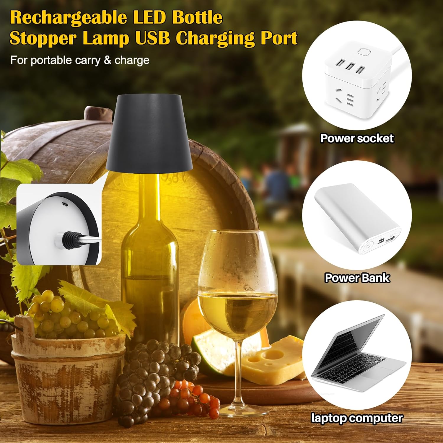 Rechargeable Wine Bottle Lamp - Touch Control LED Table Light"